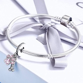 Annmors Jewelry Colgante de plata de ley 925 con circonita cúbica, abalorio de joyería para regalo para mujer, pulsera y collar, Plata, Circonita cúbica