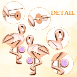 S925 Sterling Silver Flamingo Stud Earrings Large Waterfowl Tropical Bird Flamingo Earring Posts Hawaiian Summer Beach Gifts with Screw Ear Backs for Women