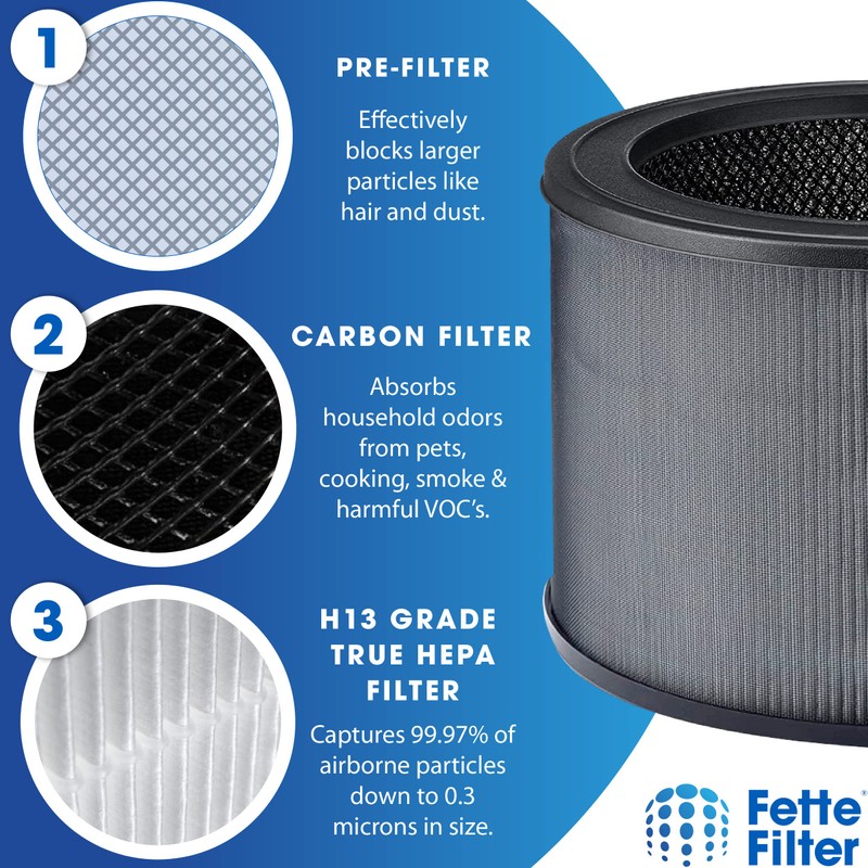 Fette Filter - 2 Premium True Hepa H13 Replacement Filter