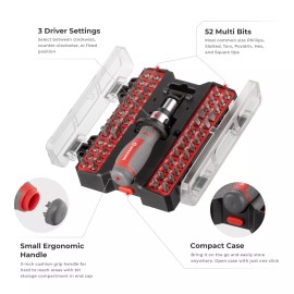 INTERTOOL 53-Piece Mini Ratchet Screwdriver and Bit Set VT08-3353