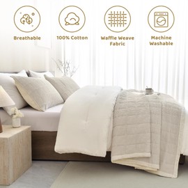 Sanracie 100% Cotton Oversized King Bedspread(120"x120"),Wheat Waffle Weave Quilt Set 3Pcs Soft Lightweight Farmhouse Oversized King Quilt Bedding Set,Luxury Bedding Coverlet for All Seasons