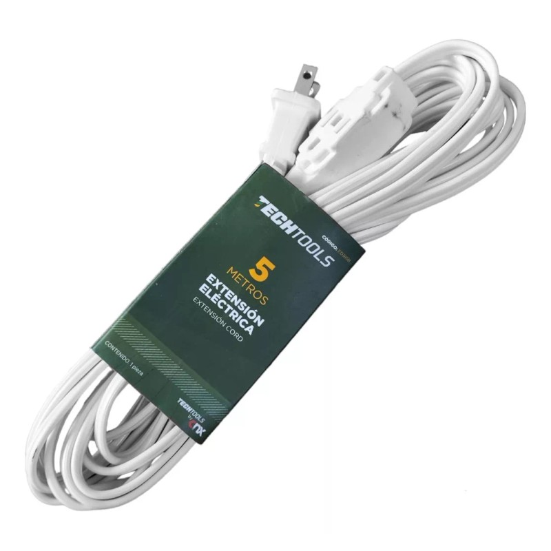 Techtools Extensión Eléctrica Color Blanca De 5 Metros Techtools