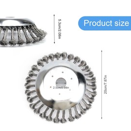 0XBIT Weed Brush Cutter, Wire Brush for Brushcutter, 25.4mm Bezel Wild Herb Brush with Fixed Wire Teeth, Wire Brush Cutter for Lawnmowers