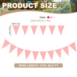 PATIKIL 49ft Pennant Banner Flags, Felt Fabric Pennant Flags String Triangle Flag Banner Bunting Garland for Carnival Wedding Birthday Party Decorations, Pink/Rose Red