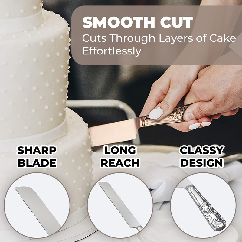 Orblue Wedding Cake Knife and Server Set - Premium, Beautifully