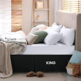 Utopia Bedding Valance Sheet UK (King) - Soft Brushed Polyester-Microfibre - Pleated - Fits Under the Mattress & Down to the Floor - Base Bed Skirt (Black)