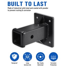 SPARKWHIZ Bolt on Hitch Receiver Tube 2 Inch Hitch Wall Mounted, Bike Hitch Mount Rack, Heavy Duty Hitch Receiver 2"