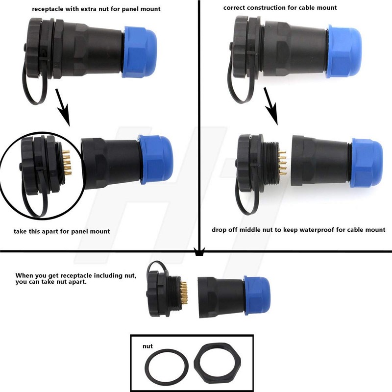 HangTon HE29 Outdoor Waterproof Electrical Circular Connector Threaded Cable Plug