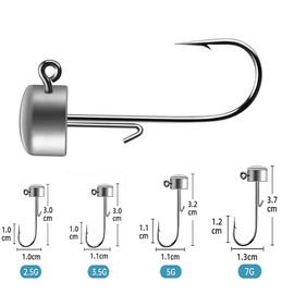 Kmucutie Ned Rig Jig Heads, 20 Pieces Finesse Mushroom Jig Hooks Kit for Bass Fishing 3/32 ，1/8 ，3/16，1/4 OZ (1/8 OZ, About 3.5 G)
