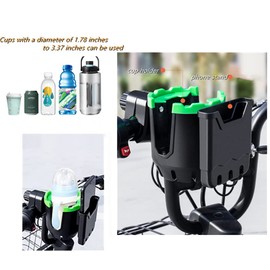 JOSON Bike Cup Holder, Stroller Cup Holder, 2 in 1 Universal Cup Phone Drink Holder Combo for Stroller, Bike, Scooter (Green)