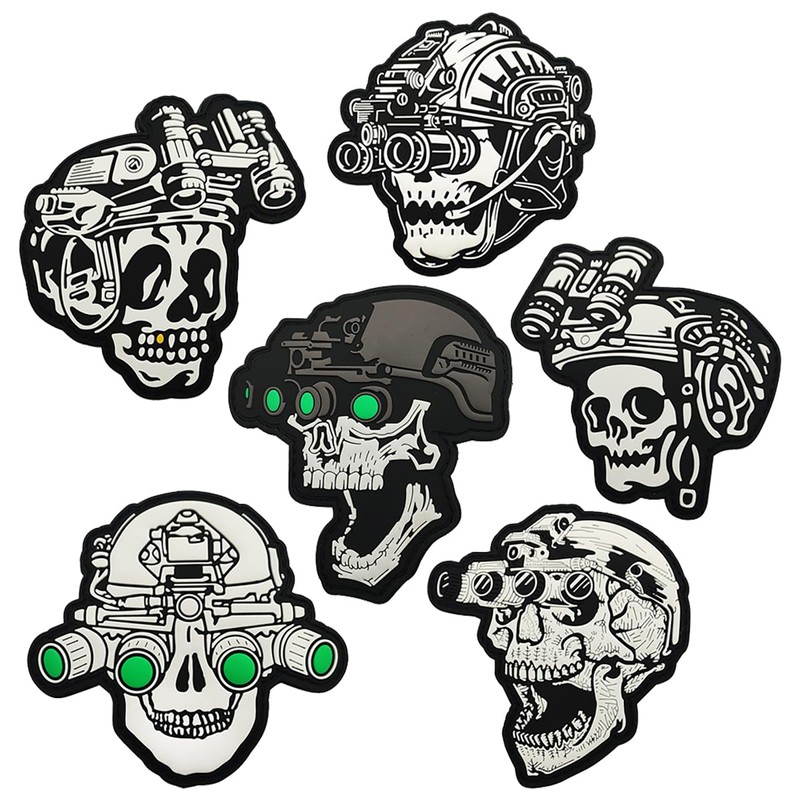 2 PCS AliPlus Skull Night Vision Goggles Patch Luminous Patch