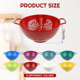 8 Pcs Mini Colander for Kitchen, Colored Plastic Strainer Small Fruit Strainer Bowl with Double Handles, Durable Berry Colanders Food Strainers for Fruits Vegetable Pasta Kitchen