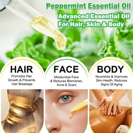 Pfefferminzöl Ätherisches Öl 60Ml, Pfefferminzöl Für Diffusor, Fortgeschrittenes Ätherisches Öl, Für Haare, Fördert Das Haarwachstum, Entlastung Des Körpers, Hydrotherapie, Trägeröl