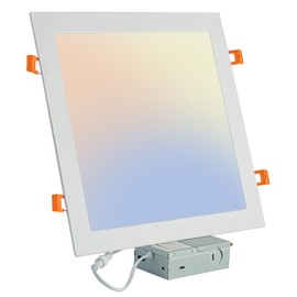 QIBANG 11 inch Square Led Recessed Light Dimmable with Junction Box,3CCT 3000K-4000K-6000K Selectable,CRI90+ 2160LM 24W Ultra-Thin canless Downlight Square Can Light,High Brightness