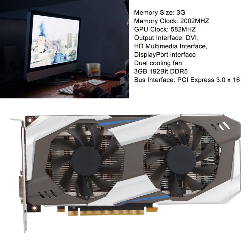 Gaming Graphics Card 3GB DDR5 192bit 582MHz 2002MHz PCIe 3.0