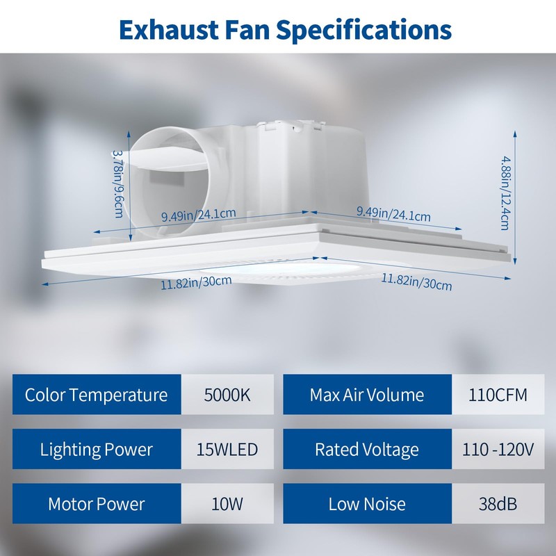 Bathroom Vent Fan with Light, Bathroom Exhaust Fan with LED