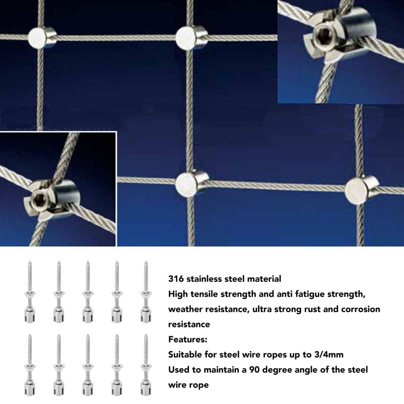 10Pcs Cross Cable Clamps 316 Stainless Steel Corrosion Resistant Cross