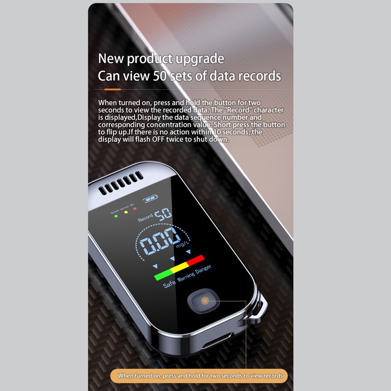 Alcohol Tester Portable High Accuracy Breathalyzer Non-Contacting Alcohol Detector USB