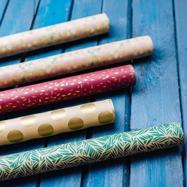 BIOZOYG Joy Birthday Wrapping Paper 5 Rolls 2 x 0.7 m - Wrapping Paper Roll Made of Recycled Paper Sustainable Forestry - Gift Wrapping Paper Kraft Paper