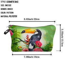 Livel lhood Toucans Bird Cosmetic Bag for Women Cute Small Makeup Bag for Purse Travel Toiletry Zipper Pouch for Girls Gift for Bird Lovers Toucans Bird Makeup Bag for Her