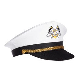 Wilbers&Wilbers 9753 Stable Captain's Hat, White, Navy, for Carnival, Theme Parties