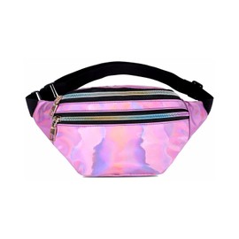 KGDUYC Bum Bag Fashion Waterproof Belt Bag Compartments with Zip Adjustable Reflective Strap Waist Bag for Men and Women Party Festival Sports Outdoor Travel - Pink