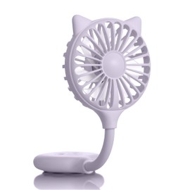 Zadro Cat Ear Mini Fan, 3 Speed Settings, Flexible Neck, Suction Cup Base, USB Rechargeable, 9 Inches Tall (Lavender, 9 x 3 x 1 in. / Small)