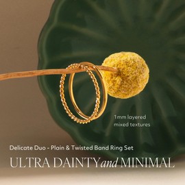 BENIQUE Dainty Stacking Rings for Women, 1mm Thin 18K Gold Plated Stainless Steel Non-Tarnish Ring Set Size 4-10 (8)