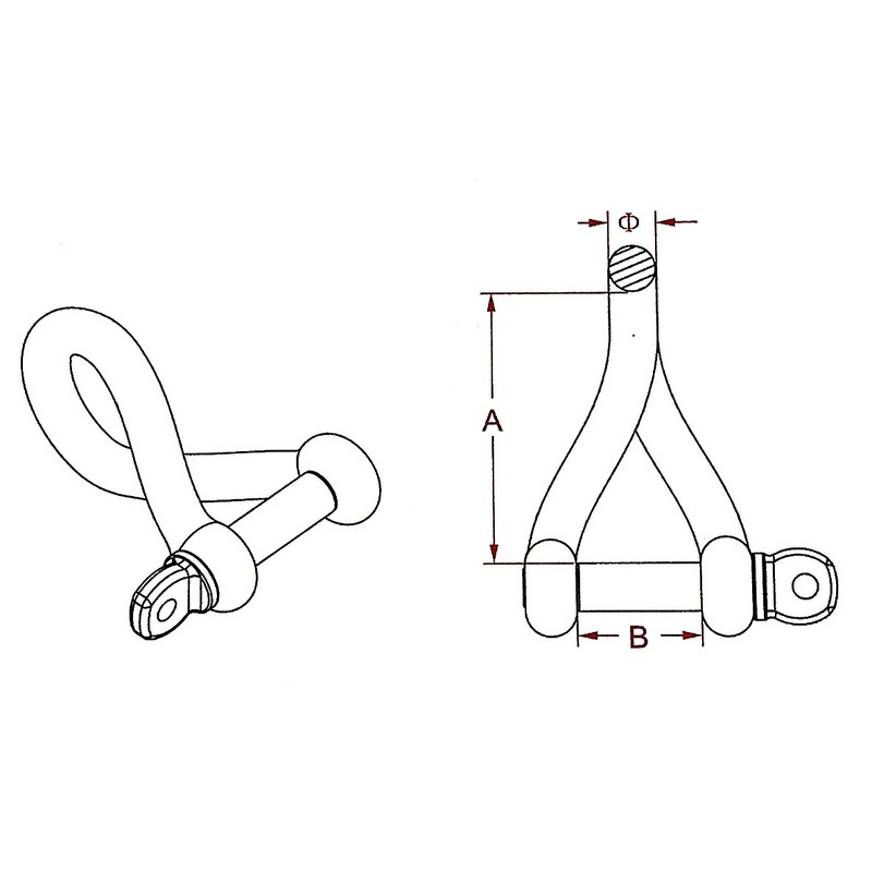Stainless Steel 316 Twist Shackle 1/2" (12mm) Marine Grade