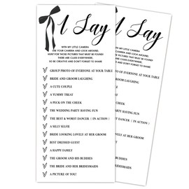 Ogleqoo Black Bow Wedding Shower Games, I Spy Wedding Games for 25 Guests, Engagement Bridal Shower Party Cards, Engagement & Bridal Party Supplies-4x9 Inch-A39