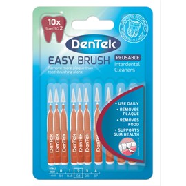 DenTek Easy Brush Interdental Brushes, ISO2/0.5mm for removing food and plaque between teeth. 10 Pack