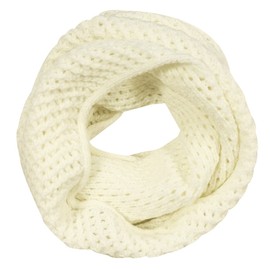 Bowbear Solid Color Warm Winter Knit Infinity Scarf, Off White_A