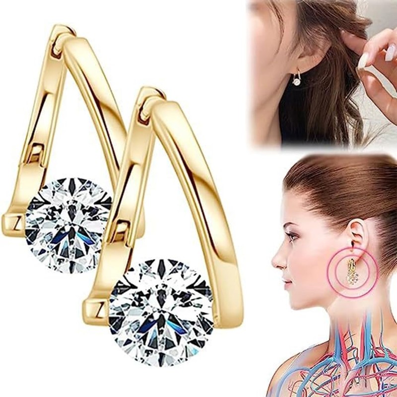 HOMEBEARJ Gold Lymphvity Germanium Earring, Hypoallergenic Zinc Hoop Earrings with