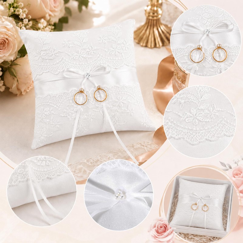 Wedding Ring Bearer Pillow, Weddings Ring Pillow with Lace Pearl