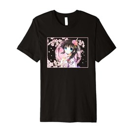 Cute Design Japanese Anime Girl Manga Otaku Cherry Blossom Premium T-Shirt