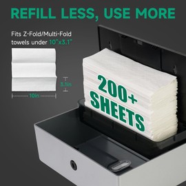 anydry Wall-Mounted Paper Towel Dispenser – Fits Tri-Fold Towels up to 10x3.1 Inches, Holds 200 Sheets, Ideal for Home & Commercial Use (Silver)