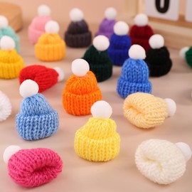 Shirene Mini Santa Hats,50 PCS Christmas Mini Knit Hat Mini Santa Hats for Crafts Mini Knitted Hat Mini for Art DIY Craft Knitting Decoration Christmas Tree Ornaments