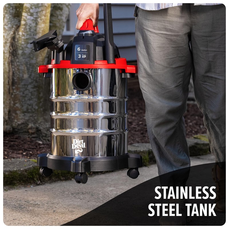 Dirt Devil 6 Gallon Corded Wet Dry Shop Vacuum, Portable,