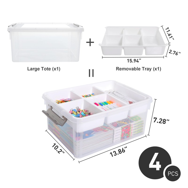 Citylife 17 QT Storage Box with Removable Tray Closet Organizers