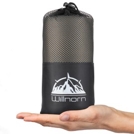 WILLNORN 2-in-1 Microfibre Sleeping Bag with Full Zip, Lightweight Comfort Sleeping Bag and XL Travel Blanket in One 95 x 220 cm for Hostels