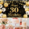 30th Birthday Banner Black Gold Birthday Banner for Men Women
