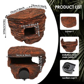 NOMOY Bearded Dragon cave, Gecko cave with Suction Cup, Leopard Patterned Gecko Lizard Turtle Reptile Concealed Terrarium Sink Accessories That can be adsorbed on Glass