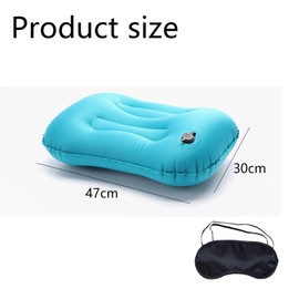 1 Camping Pillow and 1 Eye Mask, Inflatable Pillow, Inflatable Pillows for Camping, Blow Up Pillow, Inflatable Travel Pillow, for Neck & Lumbar Support for Hiking, Camping, Traveling, Lake Blue