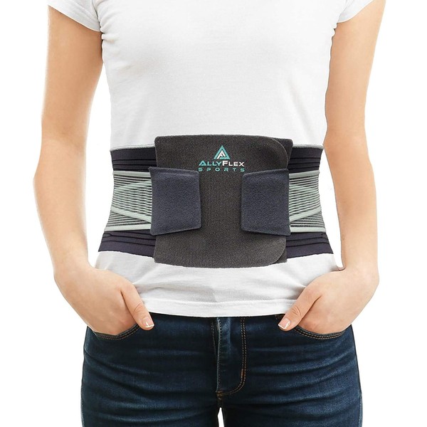 AllyFlex Sports® Lumbar Support - Back Brace For Men & Women Ergonomic Design and Lightweight Breathable Material Provide Back Support and Pain Relief for Waist - M/L (31.5'' - 39.0'')