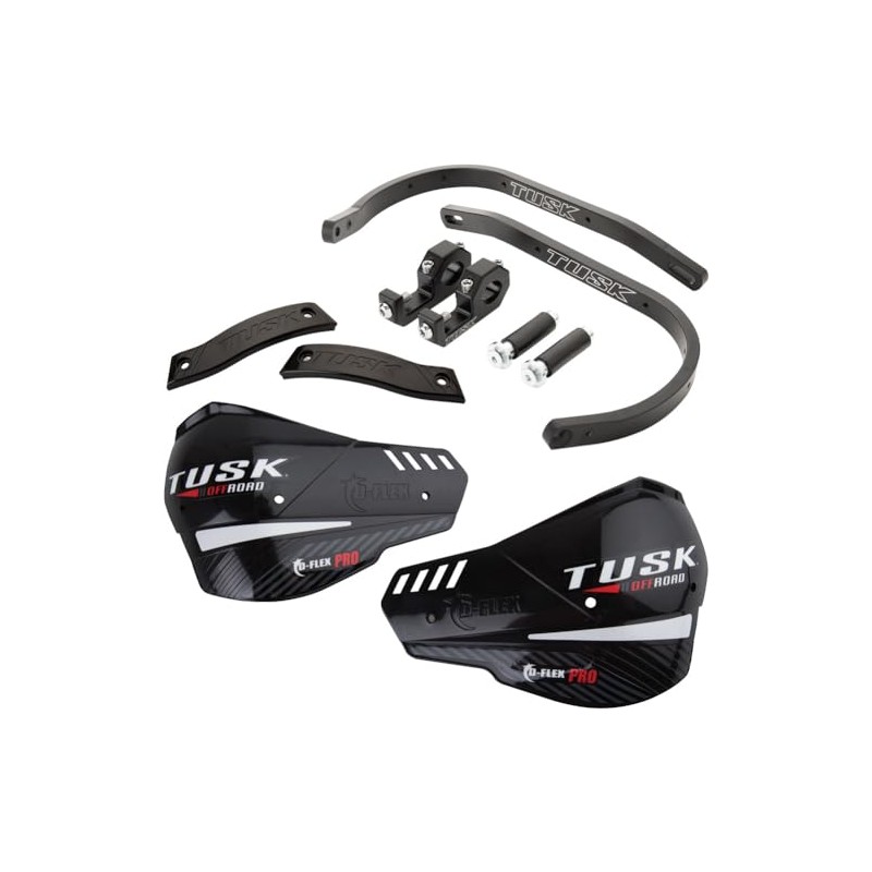 Tusk D-Flex Pro Adventure Handguards – Black Aluminum Bar/Black Shields