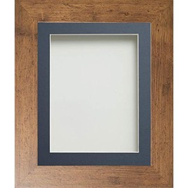 Frame Company Watson Range Rustic 10x10 inch Picture Photo Frame with Blue Mount for Image 8x8 inch *Choice of Sizes* Fitted with Real Glass