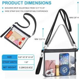 Clear Crossbody Purse Bag Stadium Approved Clear Tote Bag for Work Concert Sport