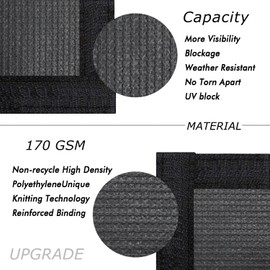 UPGRADE Privacy Screen Fence 90% Visual Blockage 6'x91' Dark Grey Outdoor 170 GSM Mesh Panels for Deck,Balcony,Backyard,Patio with Zip Ties,Customized，A496