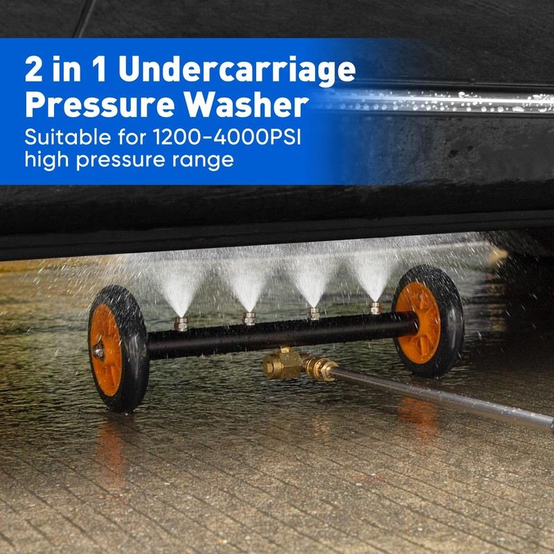 2-in-1 16' Undercarriage Pressure Washer Water Broom, 4000PSI Under Car