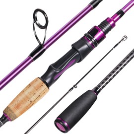 Sougayilang Fishing Pole, 2PC Spinning Rod with EVA and Cork Handle Grip, Baitcasting Rod for Freshwater Fishing Rod-Purple-5.9ft-Spinning